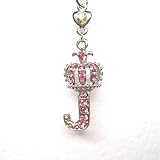 Cell Phone Mobile Camera Charm Strap Pink J Crown Tiara