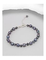 Tahiti (Dyed) Fresh Water Pearls Bracelet In Brass