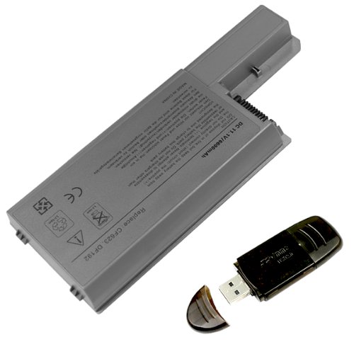 DELL Latitude D820 D830 D531 Replacement Battery fits 3120394 3120538 XD735 XD736 YD624 DF230 DF249 FF231 0MM160 312-0538 MM165 312-0538 310-9123 come with a USB 2.0 SD card reader as free gift [7200 mAh 9 cell]