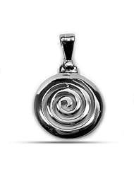 Sterling Silver Rhodium plated Greek spiral key Pendant (20mm diameter)