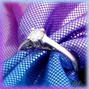 14K White Gold .25 CT Fancy Set Diamond Solitaire Ring