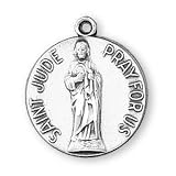 Sterling Silver Saint Jude Medal and 24-inch Chain