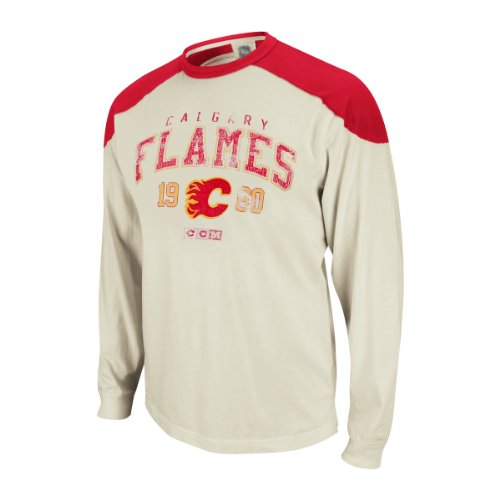 Calgary Flames Retro Applique Long Sleeve T-Shirt Size L