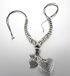 Per Una Silver Plated Sevilla Hearts Beaded Necklace