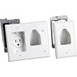 Datacomm 1Gang Recessed Cbl Plate Install Kt Wht