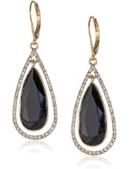 Anne Klein "Merry and Bright" Gold-Tone Pave Leverback Teardrop Earrings