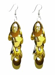 Earrings - E374 - Sequin Dangle - Pucci ~ Warm Gold