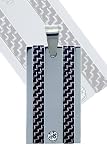 2 Stripe Carbon Fiber and Stainless Steel Pendant with Cubic Zirconia