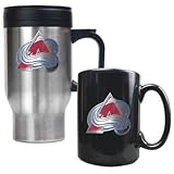 Colorado Avalanche NHL Stainless Steel Travel Mug & Black Ceramic Mug Set - Primary Logo