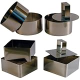 3 grands Cercles de présentation Inox avec poussoir + 3 grands Carrés de présentation Inox avec poussoir - 10 CM