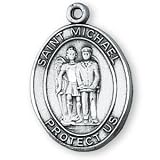 Sterling Silver St Michael Police Medal and 24-inch Chain