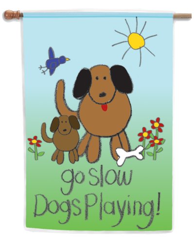 Dogs Playing Garden Flag