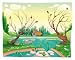 Wallmonkeys Peel and Stick Wall Decals - Pond and Animals. Funny Cartoon and Vector Illustration - Removable Graphic