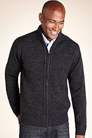 Zip Neck Long Sleeve Ribbed Cardigan