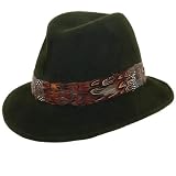 Makins Velour Fedora Hat - Feather Band
