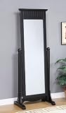 Floor Cheval Mirror with Wood Frame in Antique Black Finish