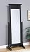 Floor Cheval Mirror with Wood Frame in Antique Black Finish