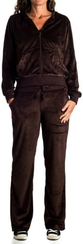 Women's Plus-Size Velour Tracksuit Set : VKN by Gazoz Chocolate 2X