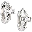 Sterling Silver Cubic Zirconia CROSS Huggy Hoop Earrings