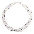 Sterling Silver Three-strand Pearl and Amethyst Necklace Sterling Silver Three-strand Pearl and Amethyst Necklace