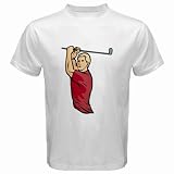 Men's Customized MEN PEOPLE GOLF GOLFING STICK HIT BALL 100% Cotton White T-shirt