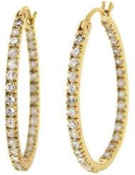 Sterling Silver Cubic Zirconia Medium Oval Hoop Earrings, (0.62 cttw)
