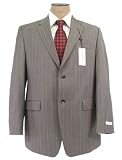 Review Calvin Klein  / Calvin Klein Mens Single Breasted 2 Button Taupe Pinstripe Wool Suit - Size 42S