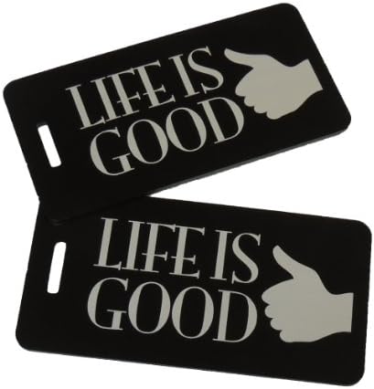 Life is Good Bag Tag Set of Two (Black)