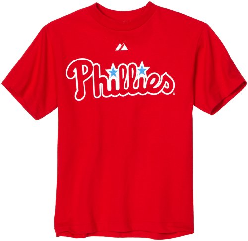 MLB Boys' Philadelphia Phillies Cliff Lee Pullover Tee with Name & Number (Red, 14/16)