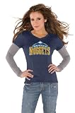 Denver Nuggets Navy Women's Primary Logo Tri Blend Long Sleeve Layered T-Shirt- by Alyssa Milano