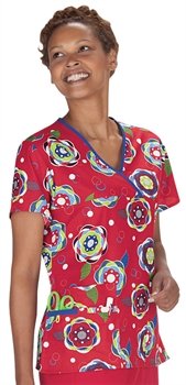Wonderwink Women's Printed Mock Wrap Top