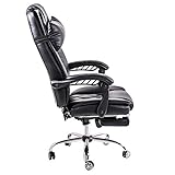 BTM Luxus Hohe Rückenlehne Fernsehsessel und Fußhocker Computer Boss Chefsessel Kunstleder Bürostuhl schwarz - 4