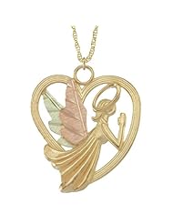 Black Hills Gold Jewelry by Coleman 10K Gold Praying Angel in Heart Necklace