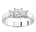 18k White Gold Three-Stone Princess-Cut Diamond Ring (G/VS2, 1 ct. tw.)