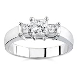 18k White Gold Three-Stone Princess-Cut Diamond Ring (G/VS2, 1 ct. tw.)