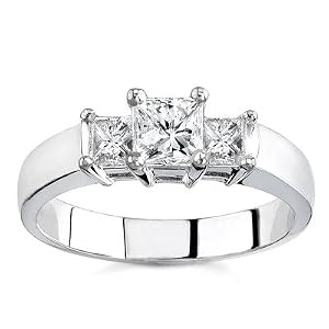 18k White Gold Three-Stone Princess-Cut Diamond Ring (G/VS2, 1 ct. tw.)