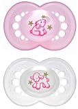 MAM 707722 - Night Silikon 16+, Schnuller, für Mädchen, Doppelpack, farblich sortiert - BPA frei