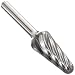 Bassett Cone Solid Carbide Bur, Uncoated (Bright) Finish, Clog Resistant Single Cut, Plain End