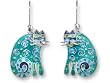 Clearly Charming Curlicue Cat Silver and Enamel Earings by Zarah