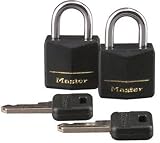 Master Lock 121T 3/4-Inch Keyed Alike Solid Padlock, Black, 2-Pack