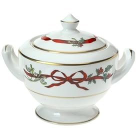 Royal Worcester Holly Ribbons 1-Cup Sugar Bowl and Cover by Royal Worcester