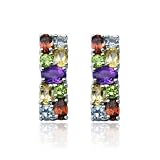 Sterling Silver Multi-Gemstone Post Earrings