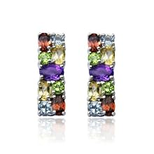 Sterling Silver Multi-Gemstone Post Earrings