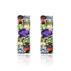 Sterling Silver Multi-Gemstone Post Earrings