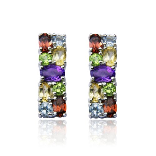 Sterling Silver Multi-Gemstone Post Earrings