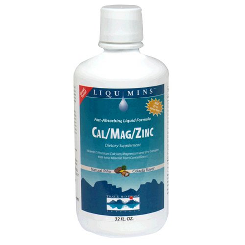 Liqumins Cal/Mag/Zinc Liquid Supplement, Natural Pina Colada Flavor, 32-Ounce Bottle
