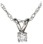 14k White Gold Round Diamond 4-Prong Solitaire Pendant (1/10 ct, J, I2)