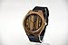 Topwell Zebra Wood Case Men' Watches with Black Genuine Leather Band Wooden Gift Wristwatches