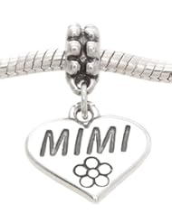 Sterling Silver One Sided Mimi Grandmother Dangle Bead Charm