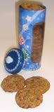 Gourmet Food : Scott's Cakes 1 lb. Brownie Chunk Cookies in a Blue Christmas Canister